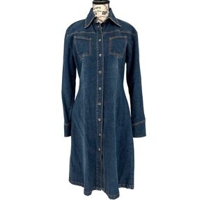 Tristan‎ & Iseut Denim Button Down Shirt Dress Small Cowgirl Western Cottage EUC